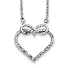 14K White Gold Lab Grown Diamond Heart Infinity 18 inch Necklace