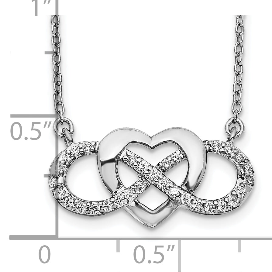 10k White Gold Diamond Infinity Heart 18 inch Necklace