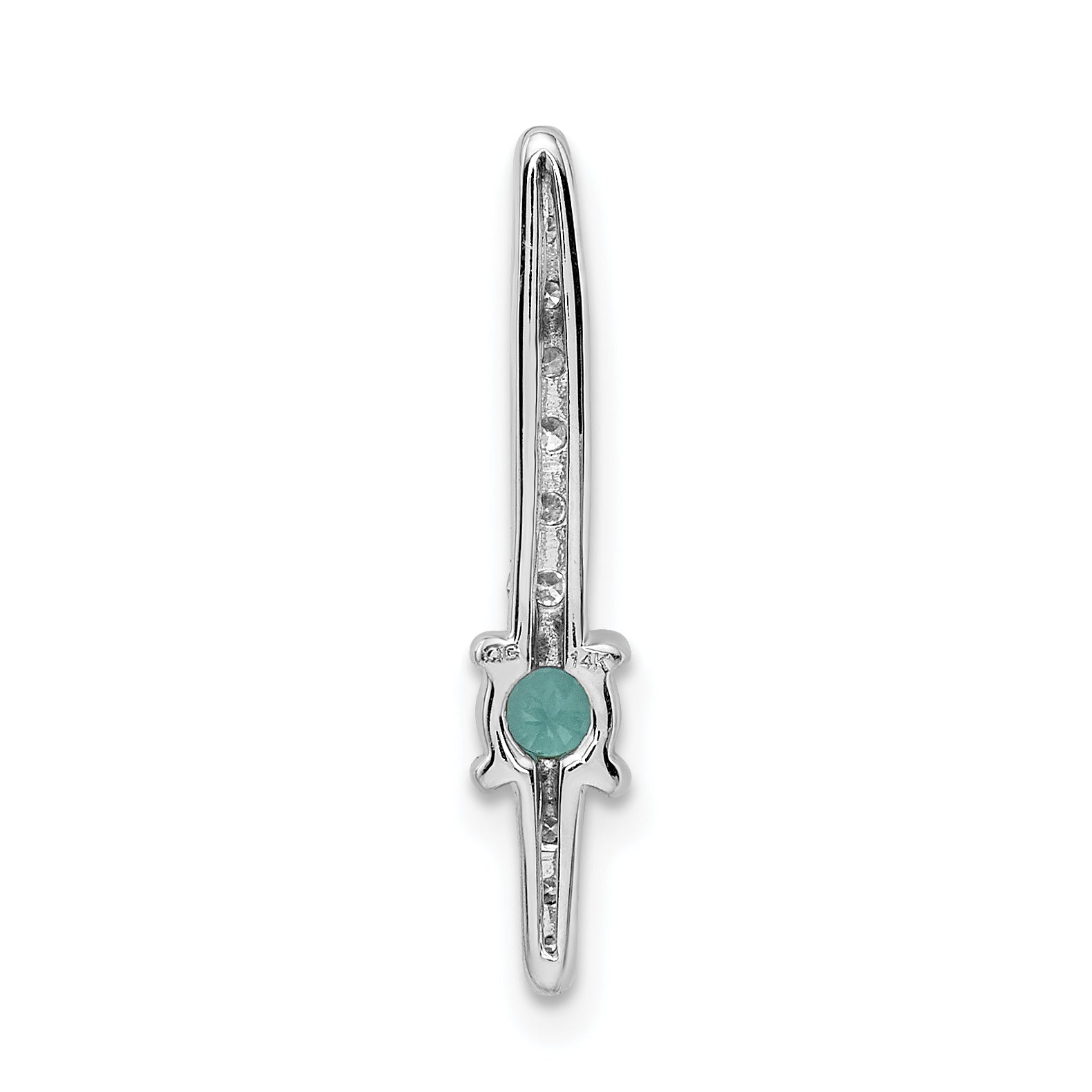 14K White Gold Lab Grown Diamond and Created Emerald Chain Slide