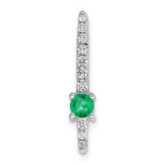 14K White Gold Lab Grown Diamond and Created Emerald Chain Slide