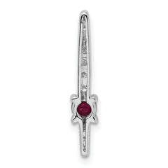 14K White Gold Lab Grown Diamond and Created Ruby Fancy Chain Slide