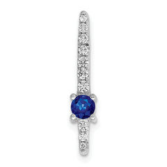 14K White Gold Lab Grown Diamond and Created Blue Sapphire Chain Slide