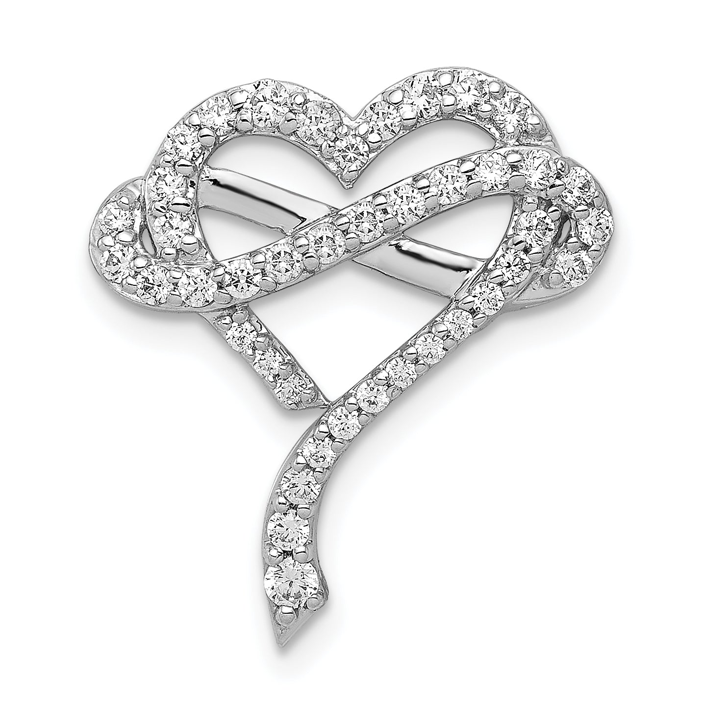 14k White Gold 1/2ct. Diamond Infinity and Heart Chain Slide