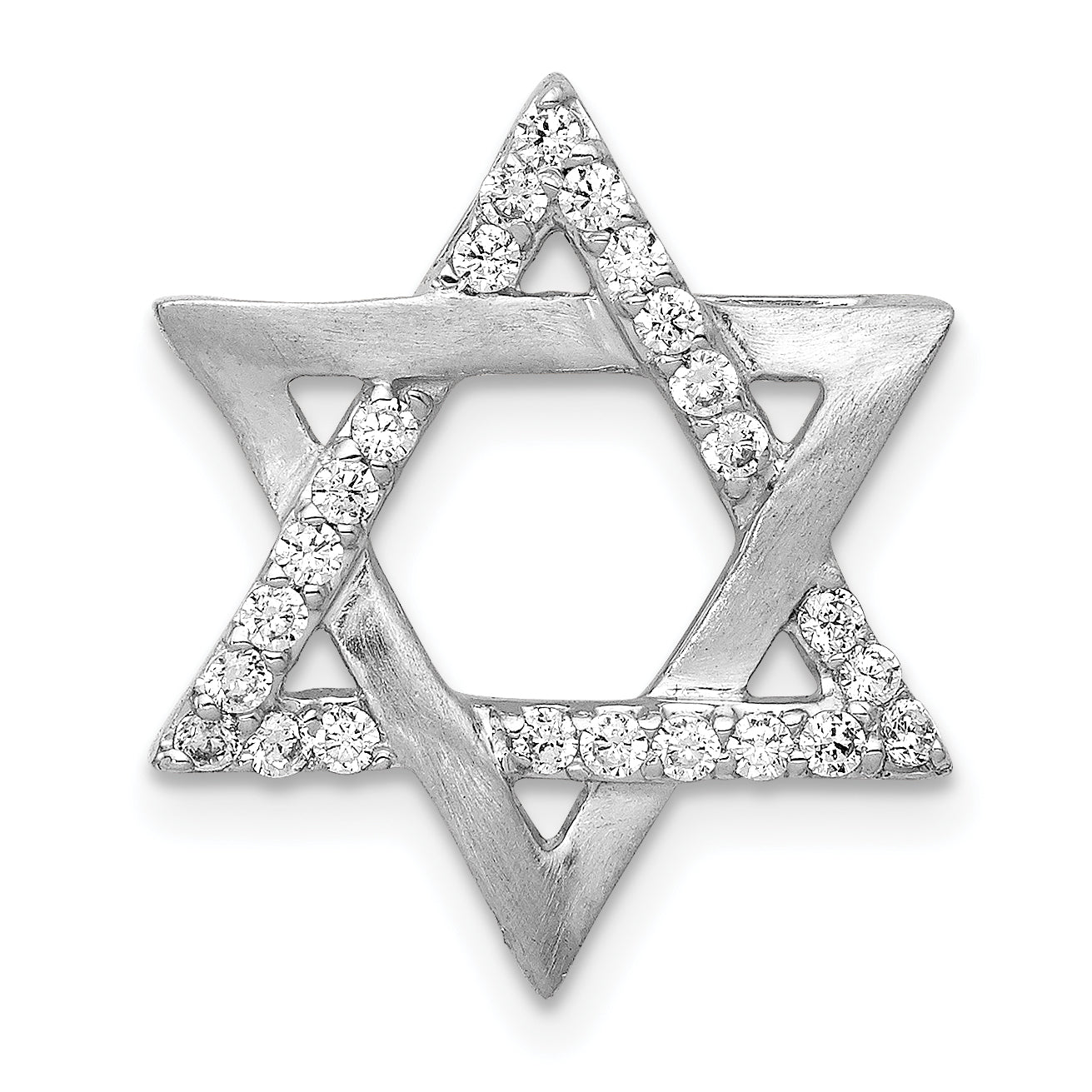 14k White Gold 1/4ct. Diamond Star of David Chain Slide