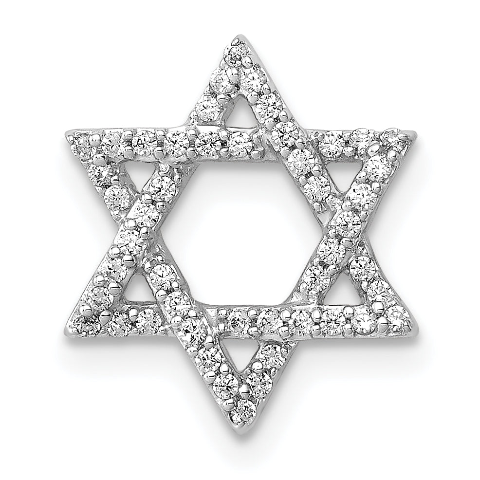 14k White Gold 1/5ct. Diamond Star of David Chain Slide