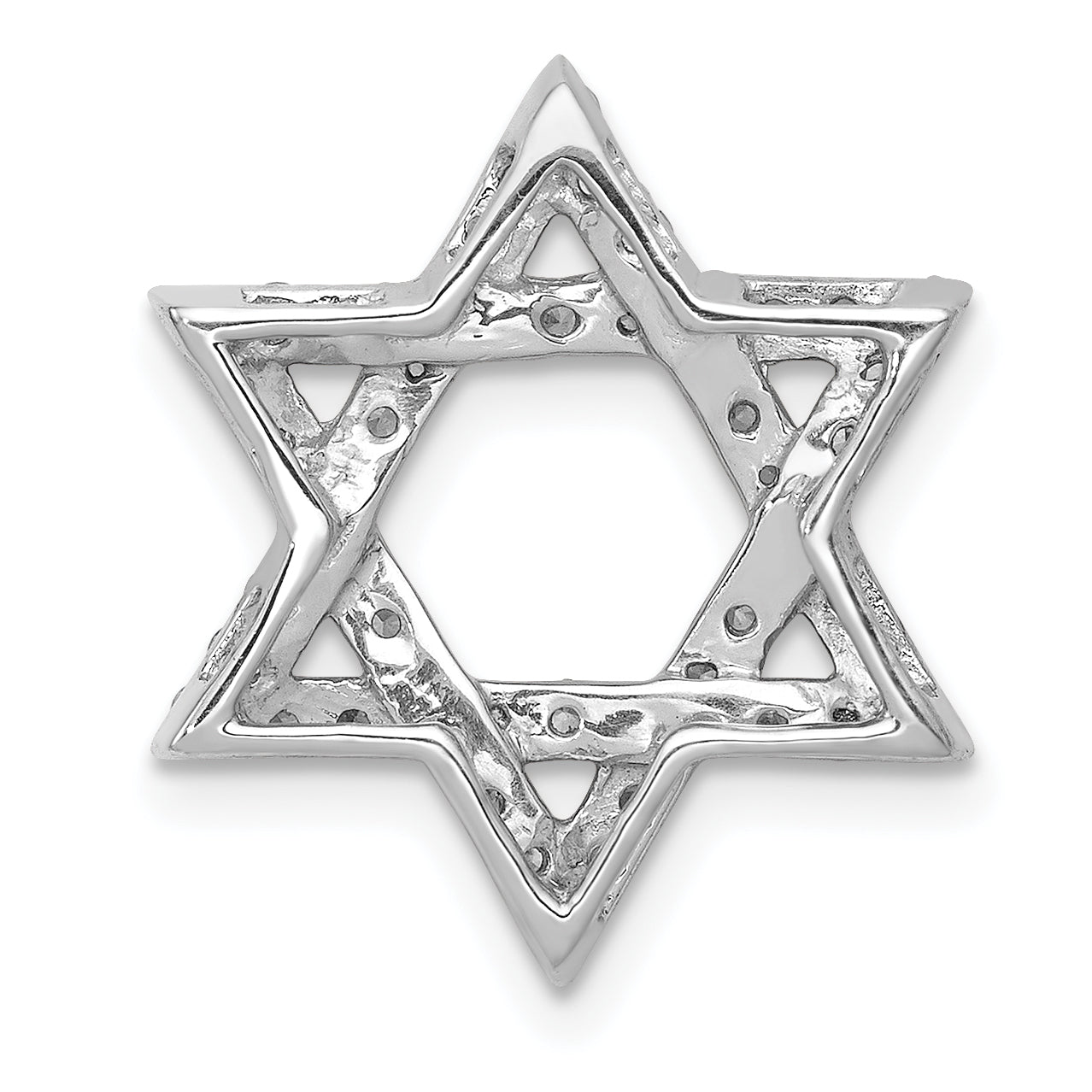 14k White Gold 1/2ct. Diamond Star of David Chain Slide