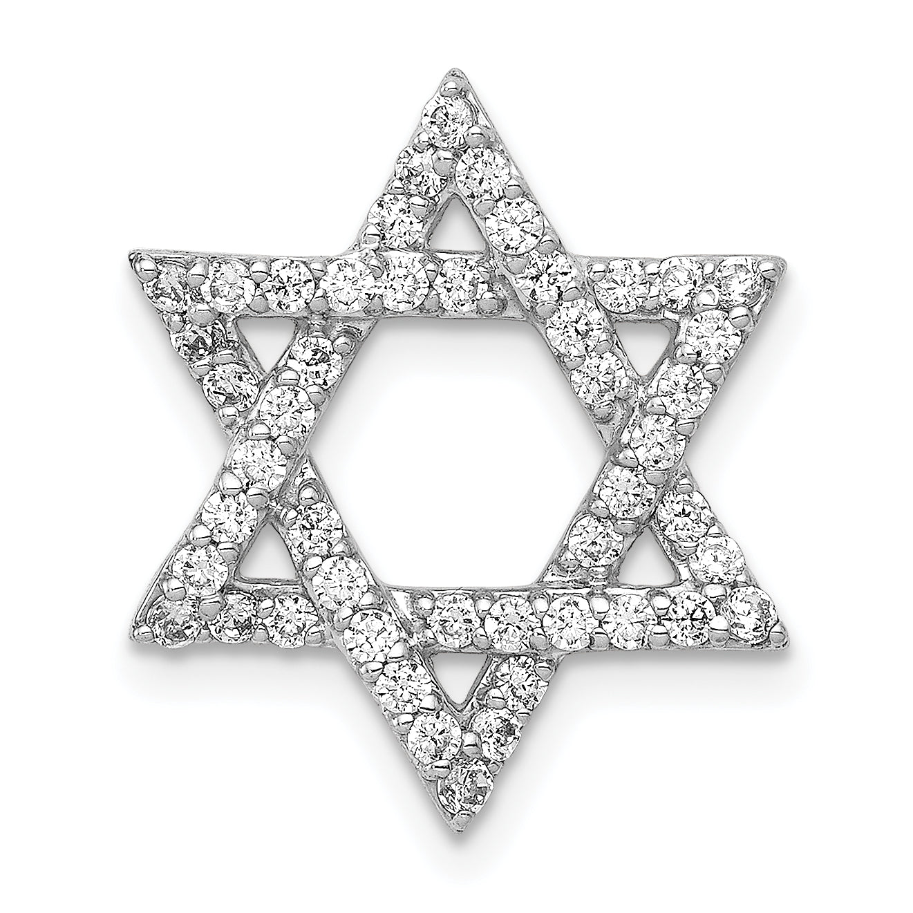 14k White Gold 1/2ct. Diamond Star of David Chain Slide