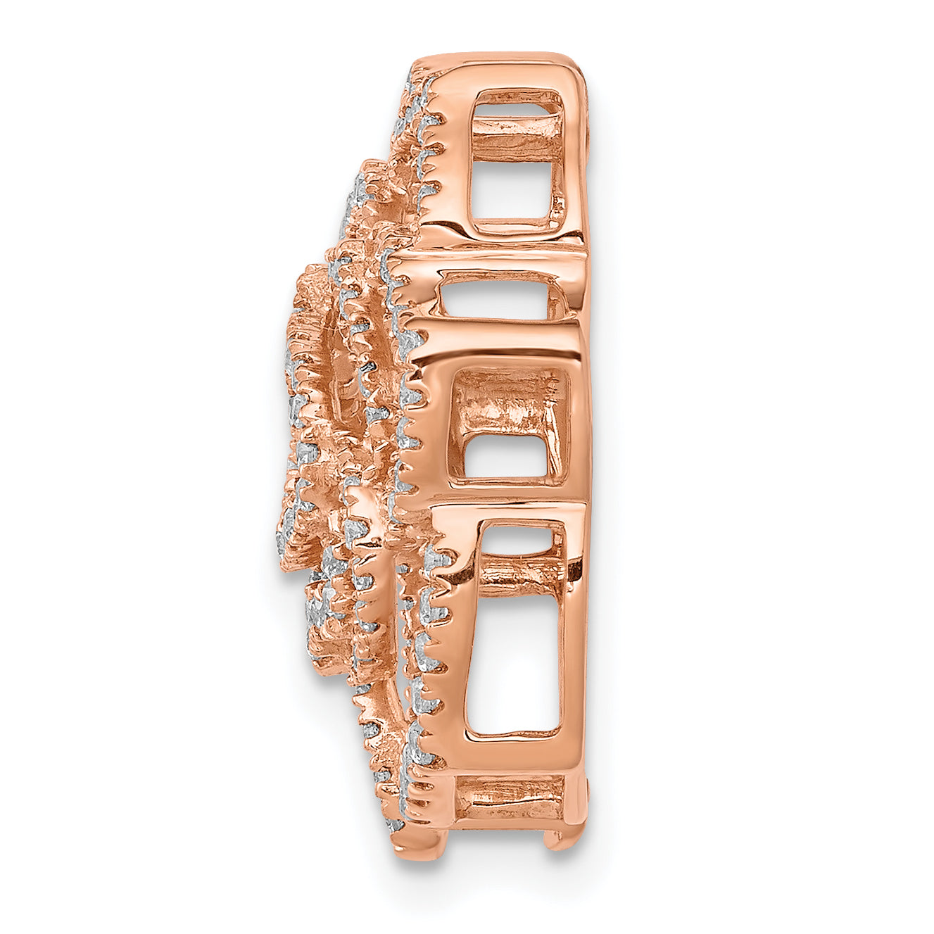 14k Rose Gold Diamond Fancy Flower Chain Slide