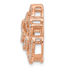 14k Rose Gold Diamond Fancy Flower Chain Slide