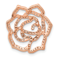 14k Rose Gold Diamond Fancy Flower Chain Slide