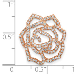 14k Rose Gold Diamond Fancy Flower Chain Slide