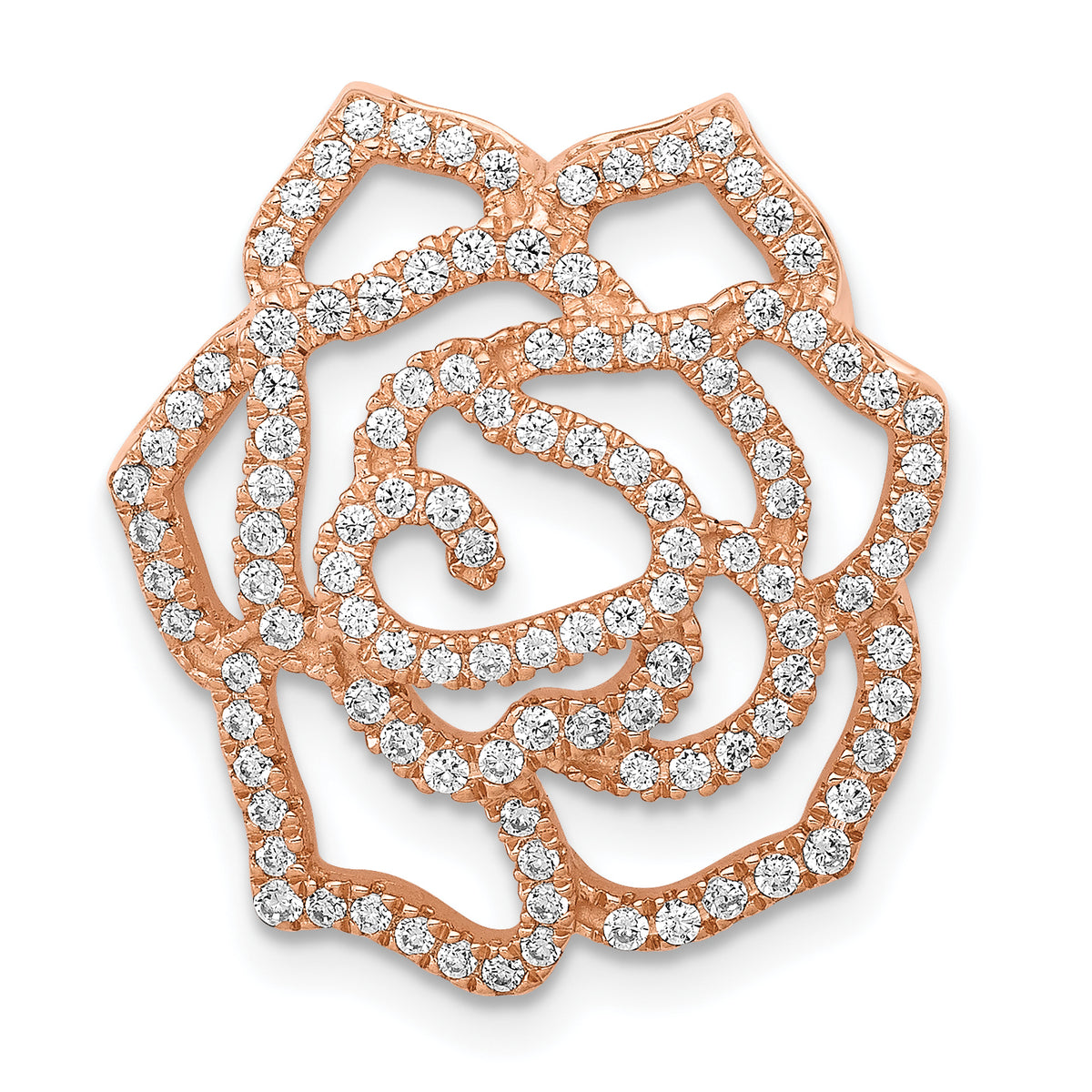 14k Rose Gold Diamond Fancy Flower Chain Slide