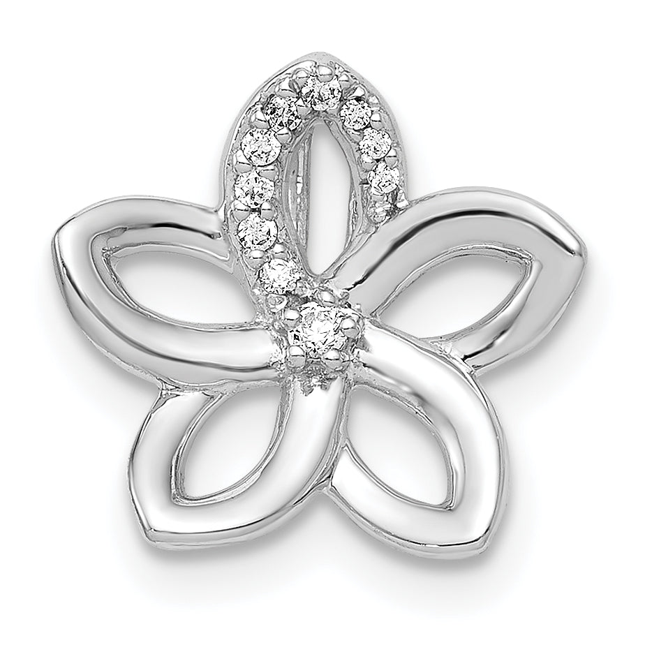 14k White Gold 1/20ct. Diamond Flower Chain Slide