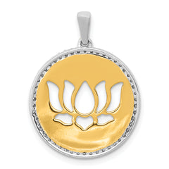 14k Two-tone Diamond Lotus Flower Pendant