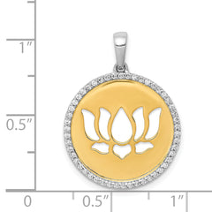 14k Two-tone Diamond Lotus Flower Pendant