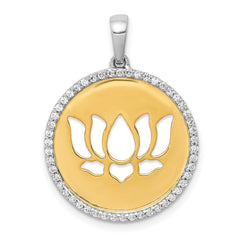 14k Two-tone Diamond Lotus Flower Pendant