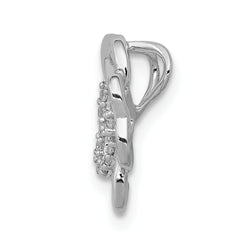 14k White Gold 1/15ct. Diamond Four Leaf Clover Chain Slide