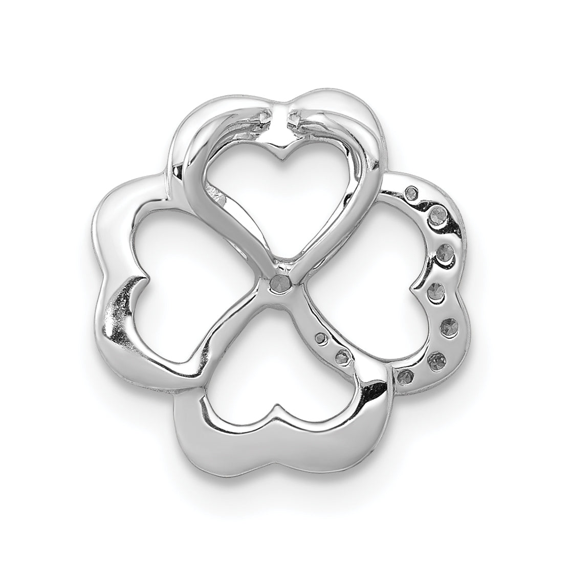 14k White Gold 1/15ct. Diamond Four Leaf Clover Chain Slide