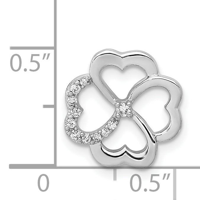 14k White Gold 1/15ct. Diamond Four Leaf Clover Chain Slide