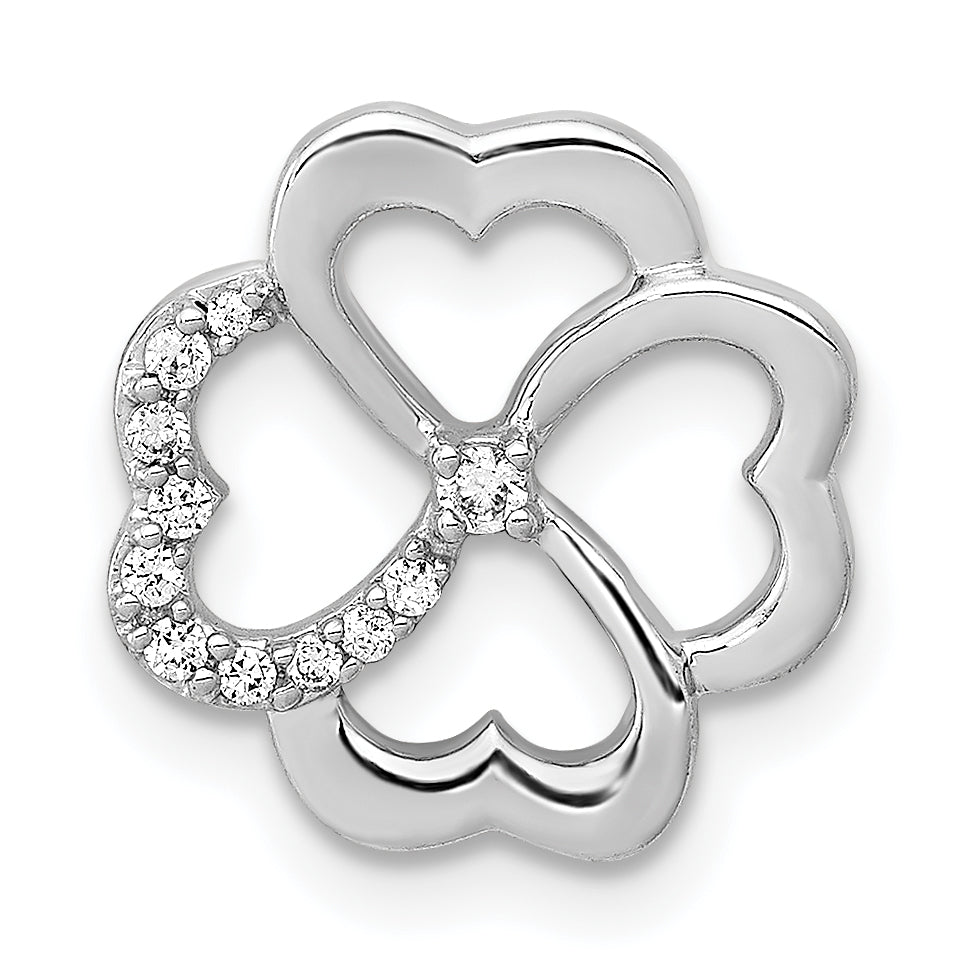 14k White Gold 1/15ct. Diamond Four Leaf Clover Chain Slide