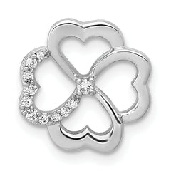 14k White Gold 1/15ct. Diamond Four Leaf Clover Chain Slide