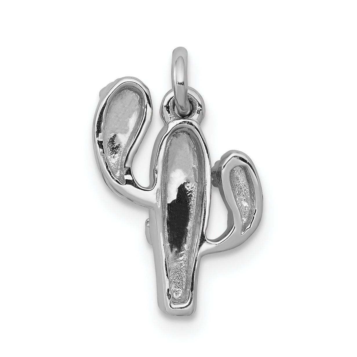 14k White Gold .03ct. Diamond Cactus Pendant