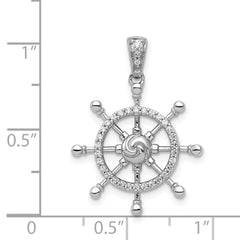 14k White Gold 1/6ct. Diamond Ship Wheel Pendant