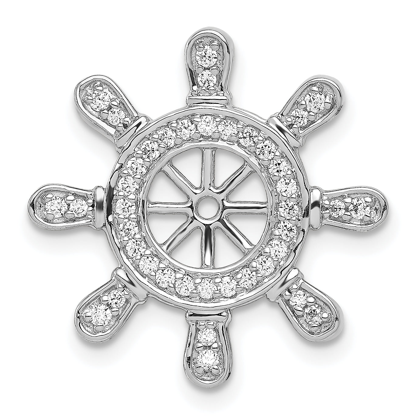 14k White Gold 1/4ct. Diamond Ship Wheel Pendant