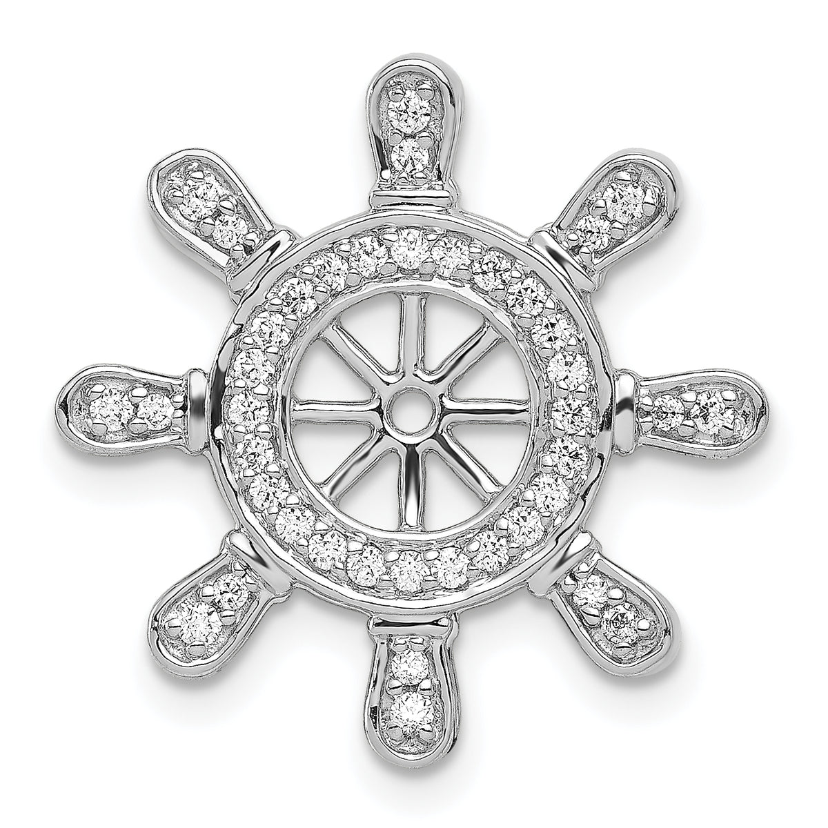 14k White Gold 1/4ct. Diamond Ship Wheel Pendant