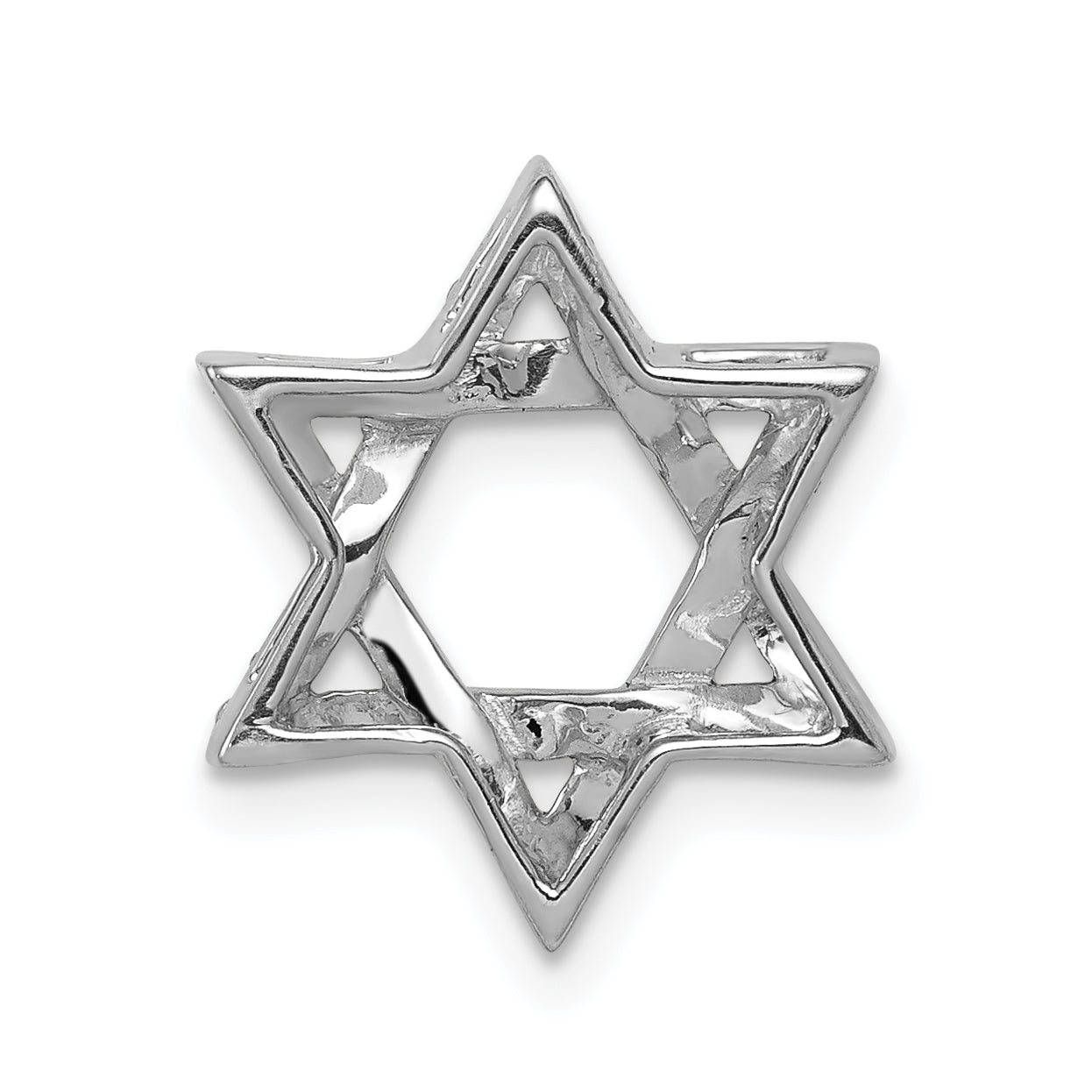 14k White Gold 1/8ct. Diamond Star of David Chain Slide