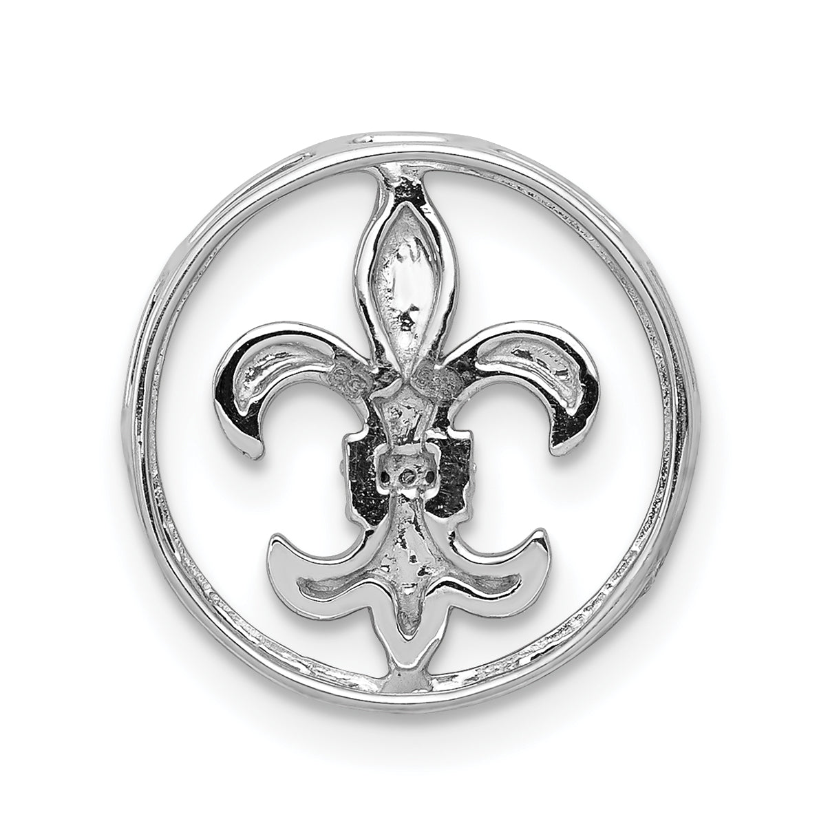 14k White Gold .01ct. Diamond Fleur De Lis Chain Slide