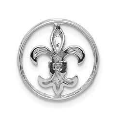 14k White Gold .01ct. Diamond Fleur De Lis Chain Slide