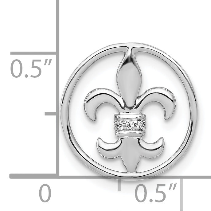 14k White Gold .01ct. Diamond Fleur De Lis Chain Slide