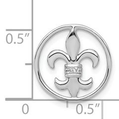 14k White Gold .01ct. Diamond Fleur De Lis Chain Slide