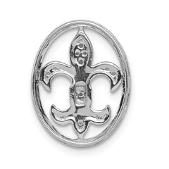 14k White Gold Oval 1/5ct. Diamond Fleur de Lis Chain Slide