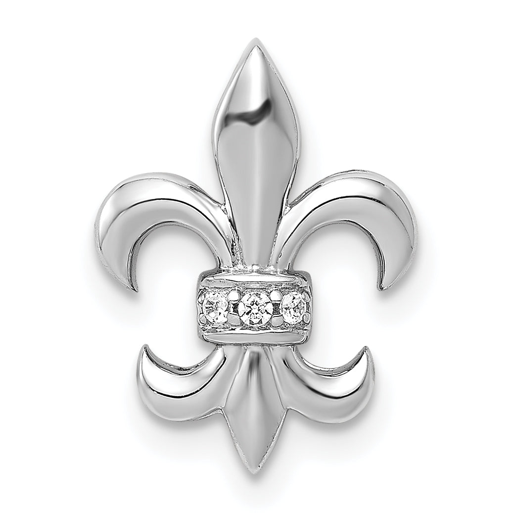 14k White Gold .02ct. Diamond Fleur de Lis Chain Slide