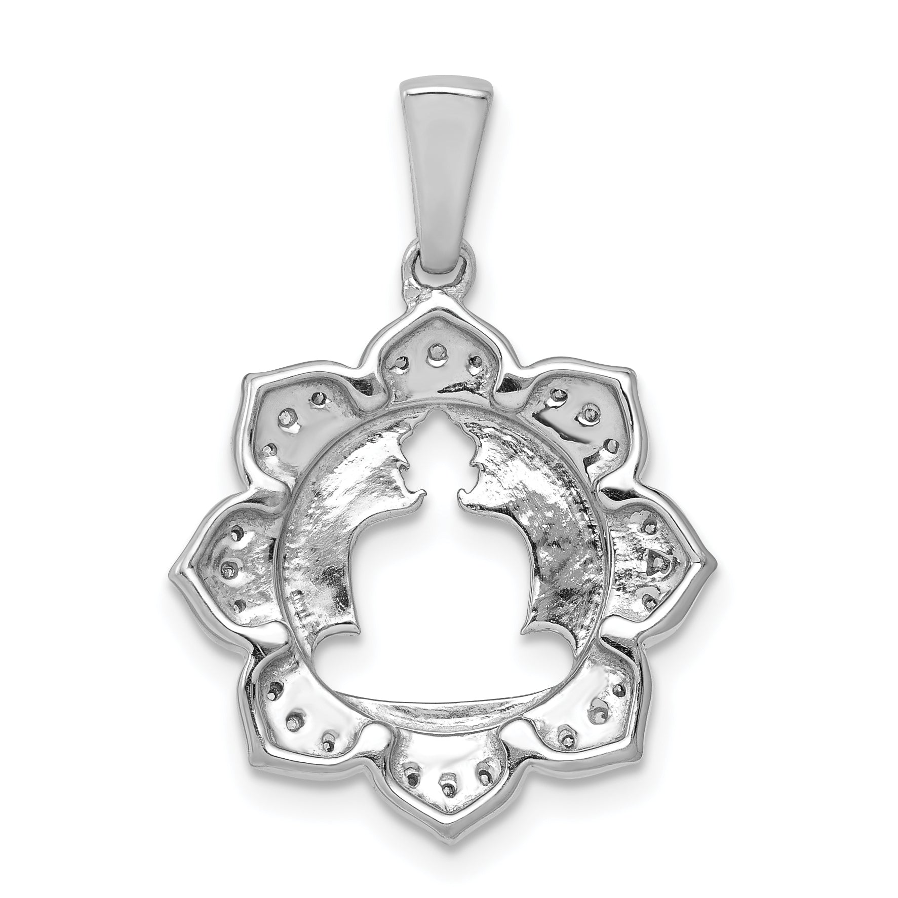 14k White Gold Diamond Buddha Pendant