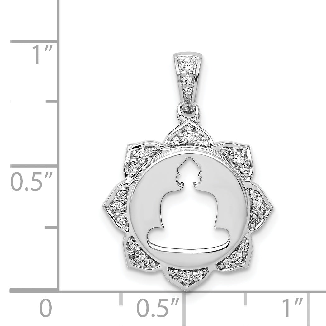 14k White Gold Diamond Buddha Pendant