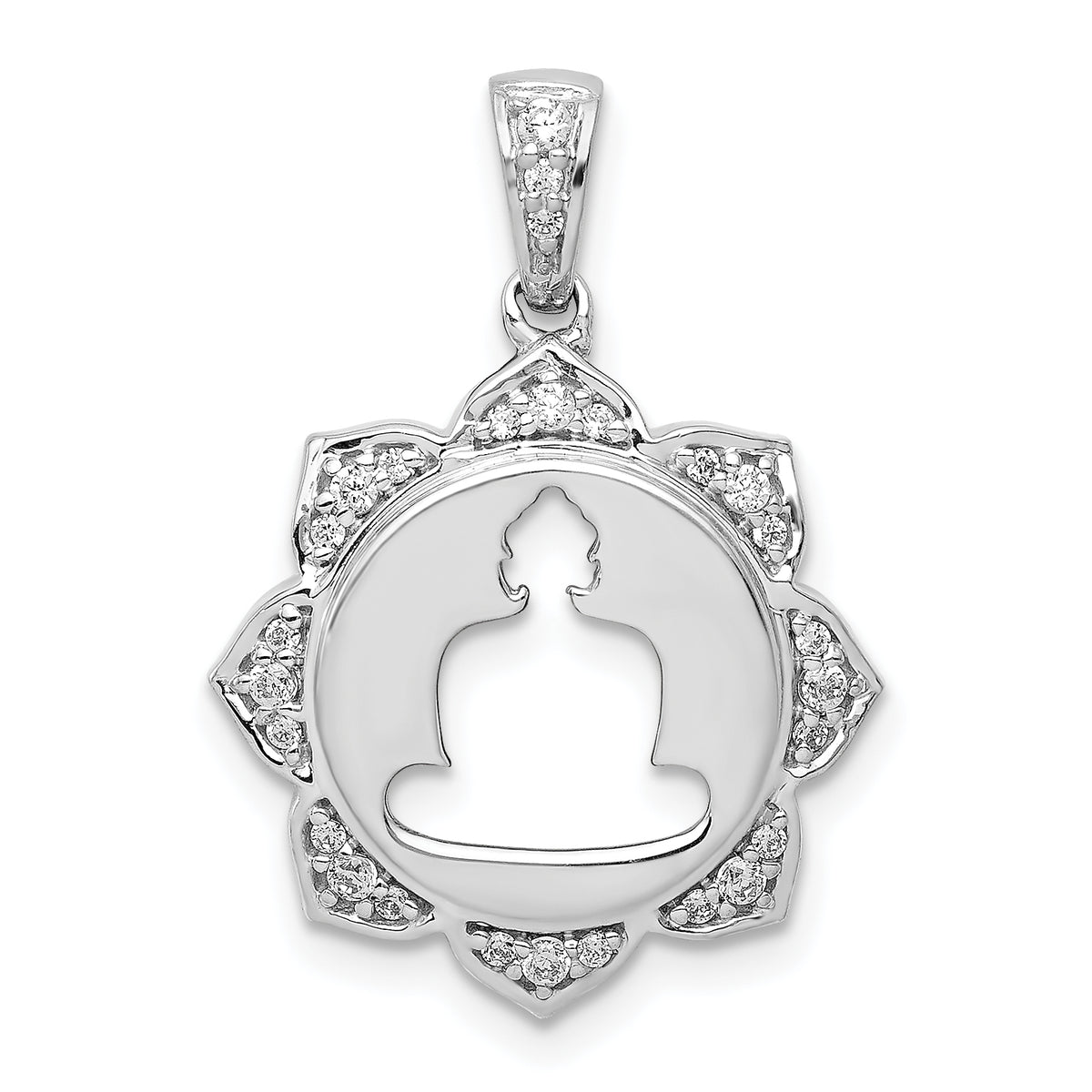 14k White Gold Diamond Buddha Pendant