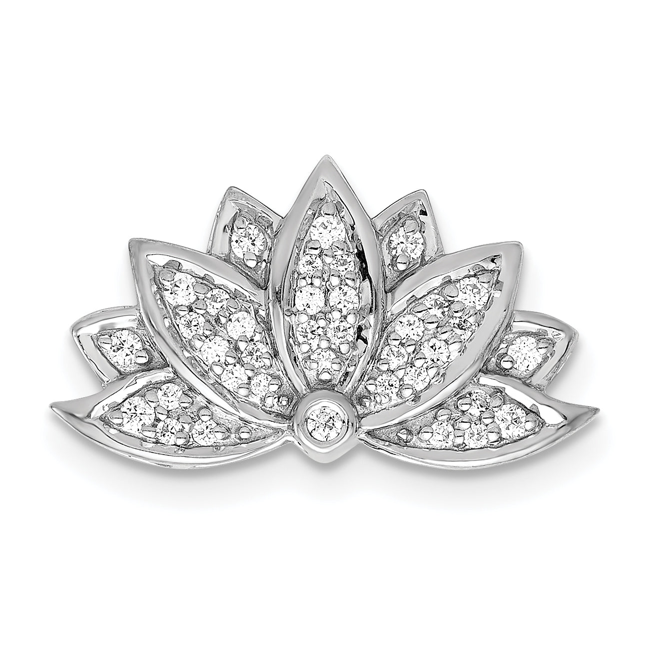 14k White Gold 1/5ct. Diamond Lotus Flower Chain Slide