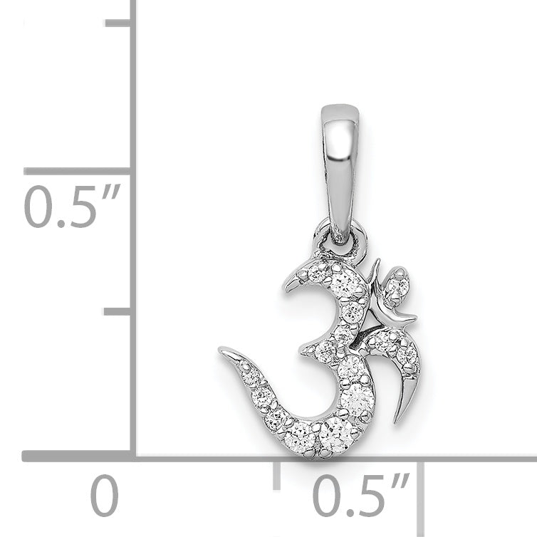 14k White Gold 1/10ct. Diamond Om Symbol Pendant