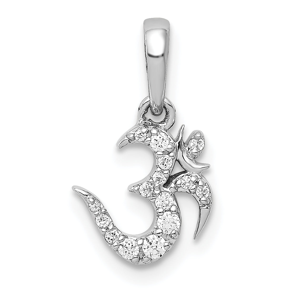 14k White Gold 1/10ct. Diamond Om Symbol Pendant