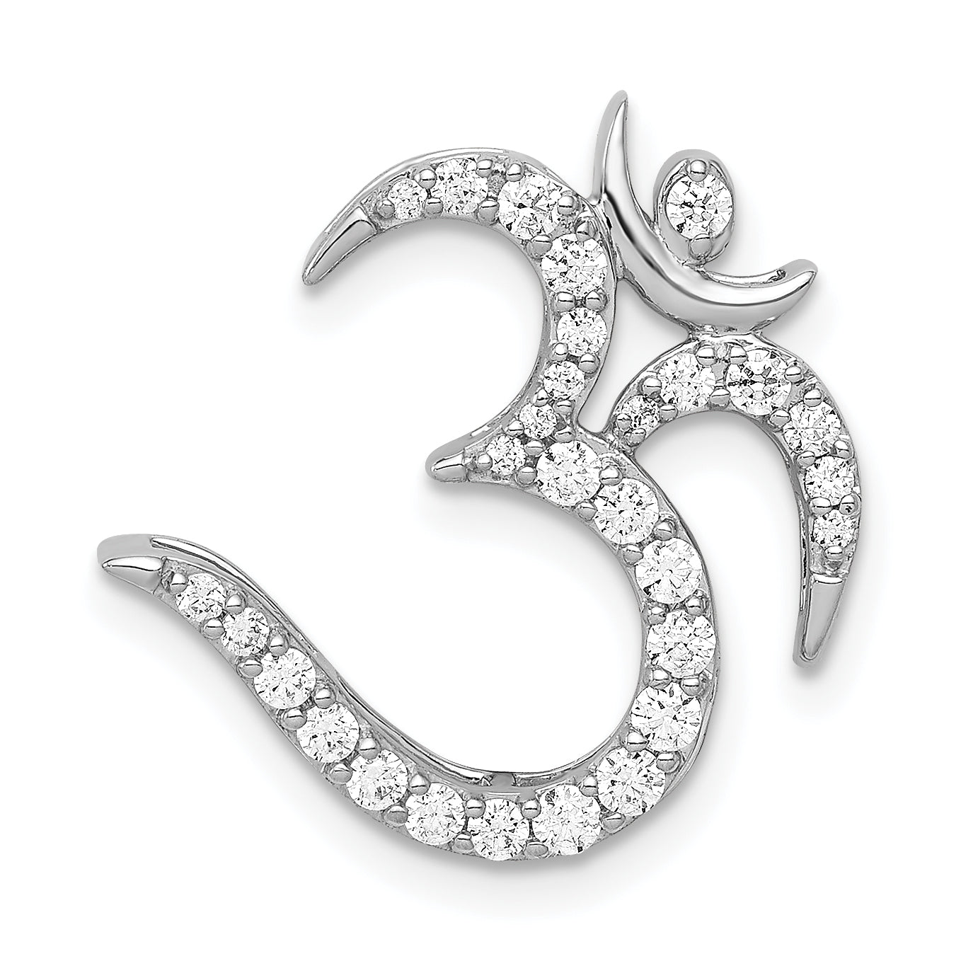 14k White Gold 3/8ct. Diamond Om Symbol Chain Slide