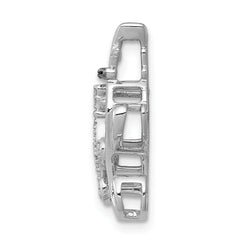 14k White Gold White and Black Accent Diamond Cats Chain Slide