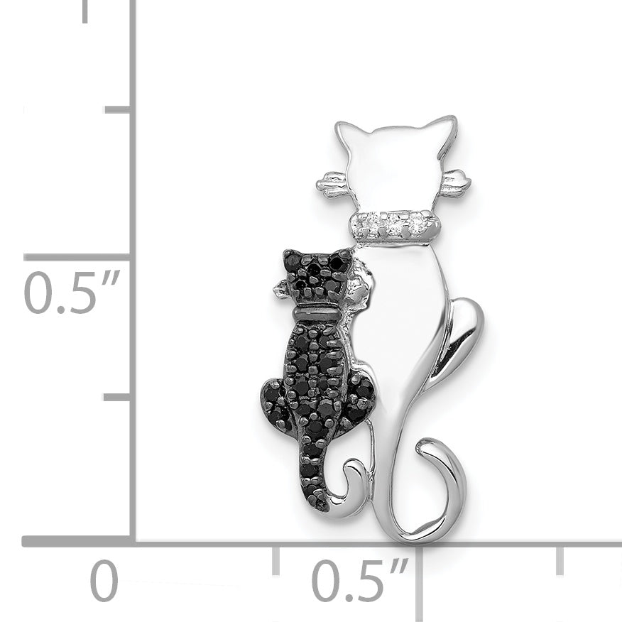 14k White Gold Black and White Accent Diamond Cats Chain Slide