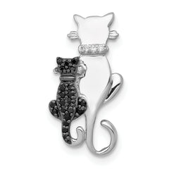 14k White Gold Black and White Accent Diamond Cats Chain Slide