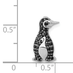 14k White Gold 1/5ct. Black Diamond Penguin Chain Slide