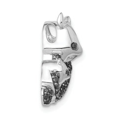 14k White Gold Black Diamond Pandas Chain Slide