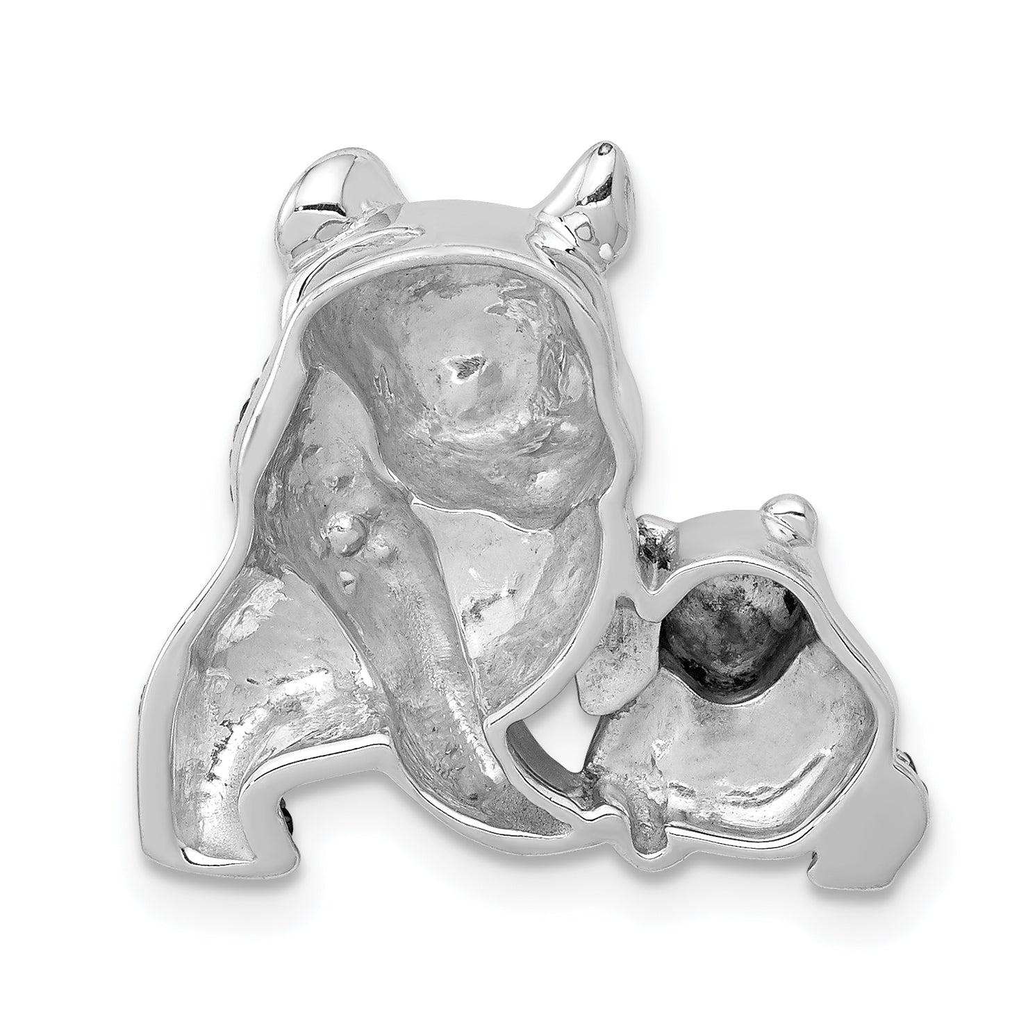 14k White Gold Black Diamond Pandas Chain Slide