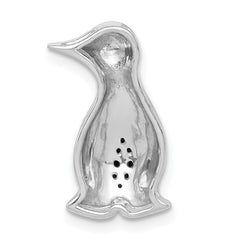 14k White Gold Black Diamond Penguins Chain Slide